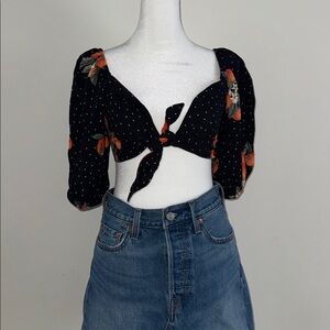 Crop Top— Orange Print